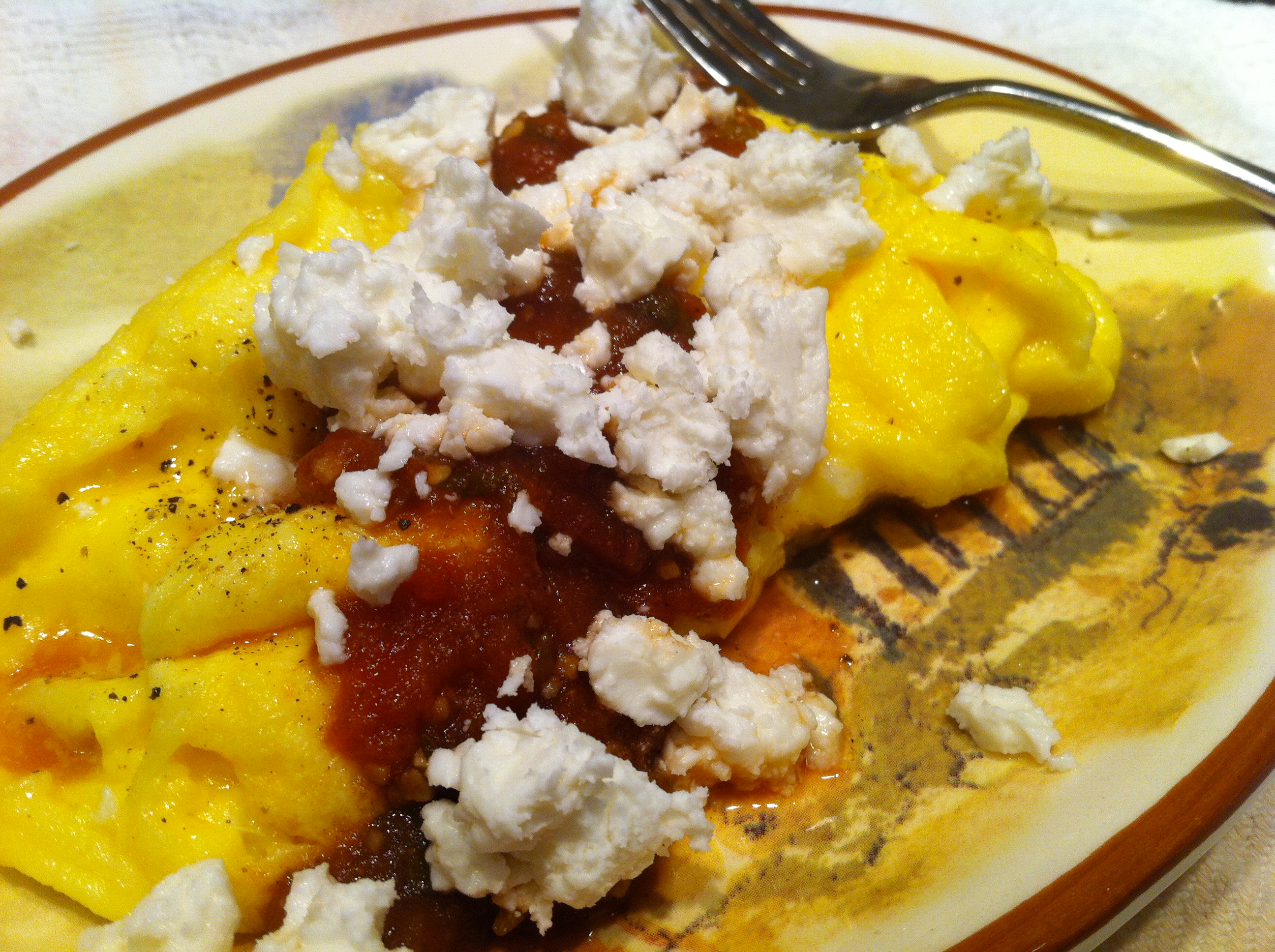 Scrambled Eggs with Salsa and Feta