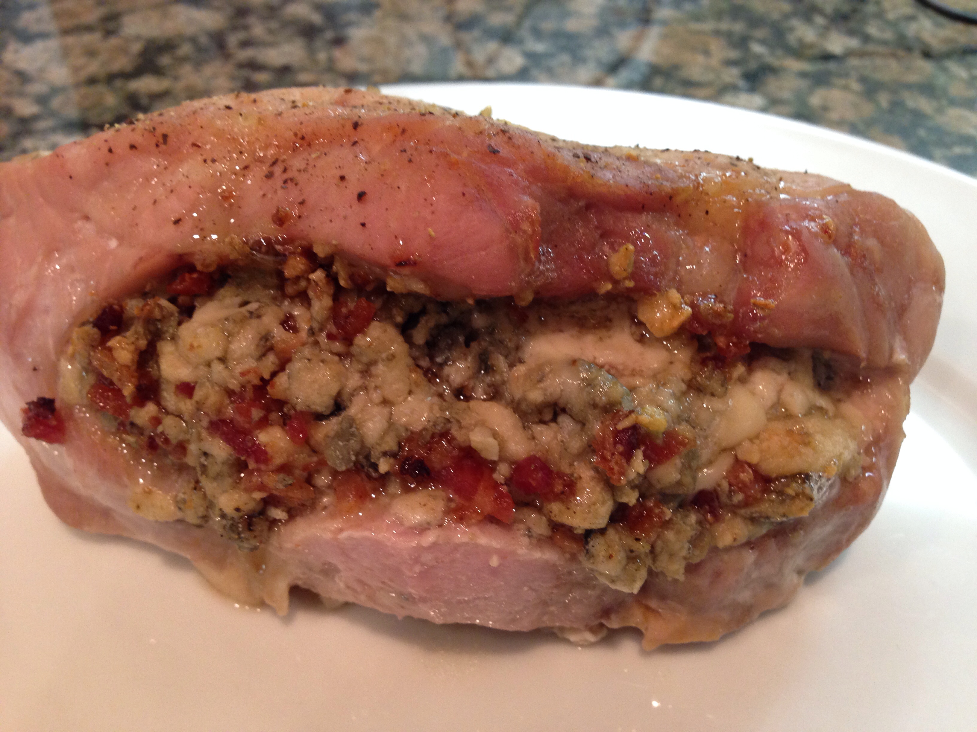 Stuffed Pork Chops with Blue Cheese and Bacon