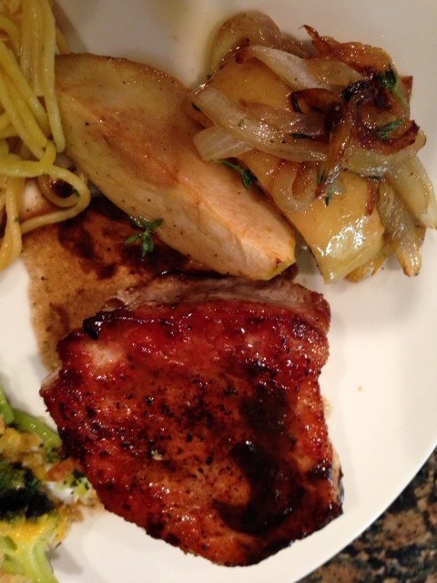 Pork Chops with Roasted Apples and Onions