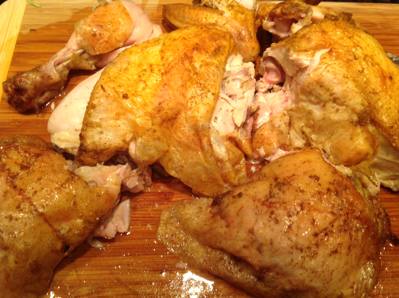Roasted chicken with different spice rub