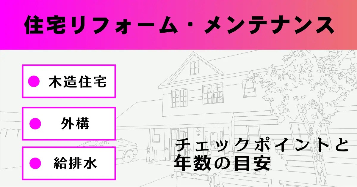 住宅リフォーム・メンテナンス　チェックポイントと年数の目安