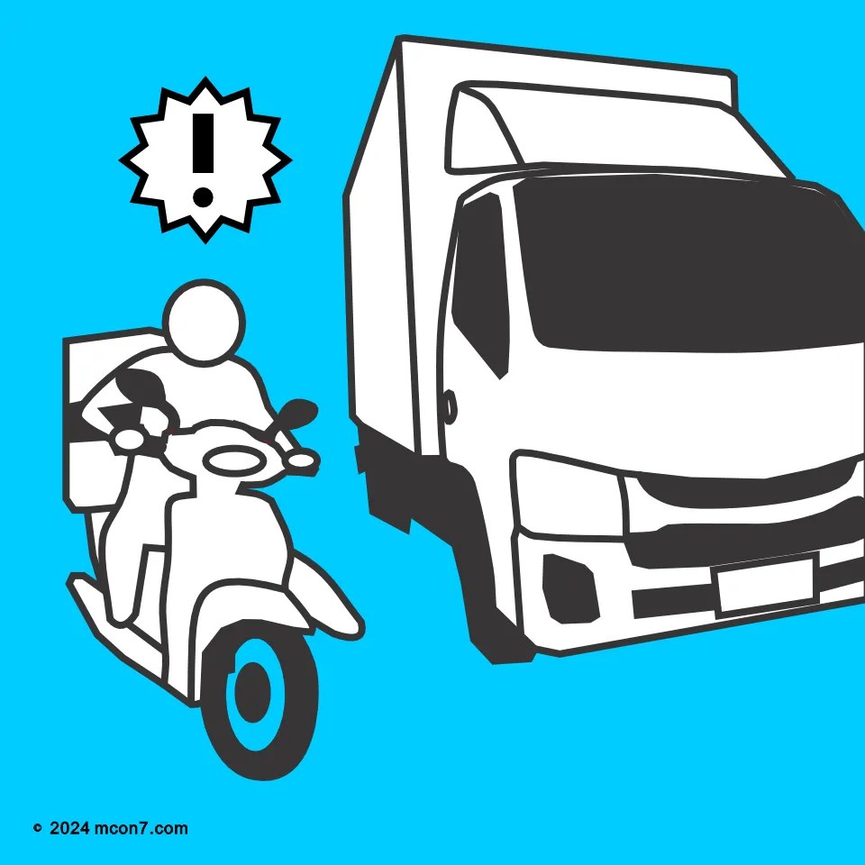 配達業務中に急な車線変更を行い、他車に追突されそうになったヒヤリハット事例