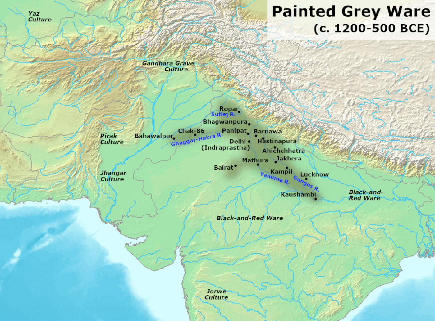 Map of Painted Grey Ware culture extent