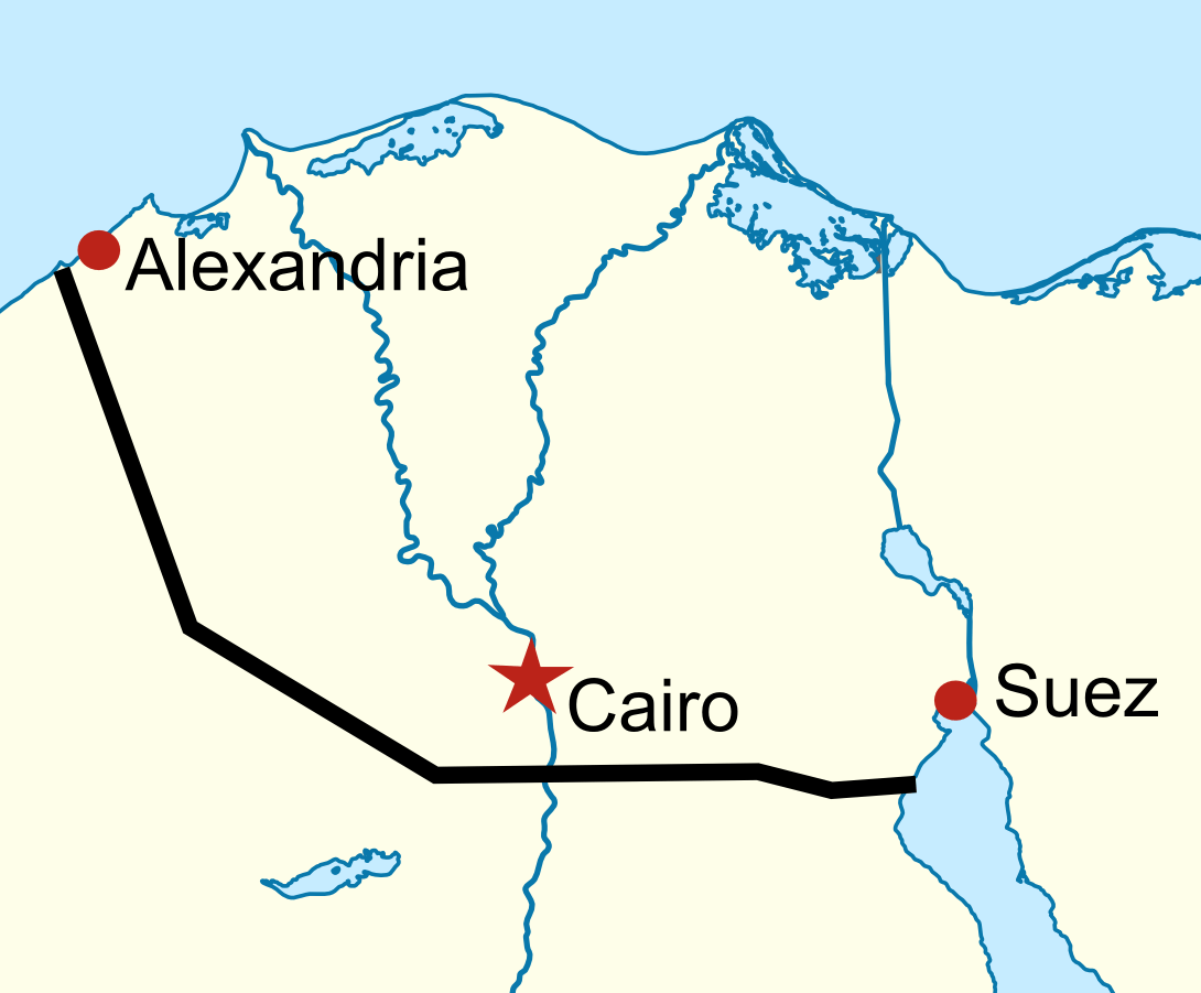 Map of the Sumed pipeline route in Egypt