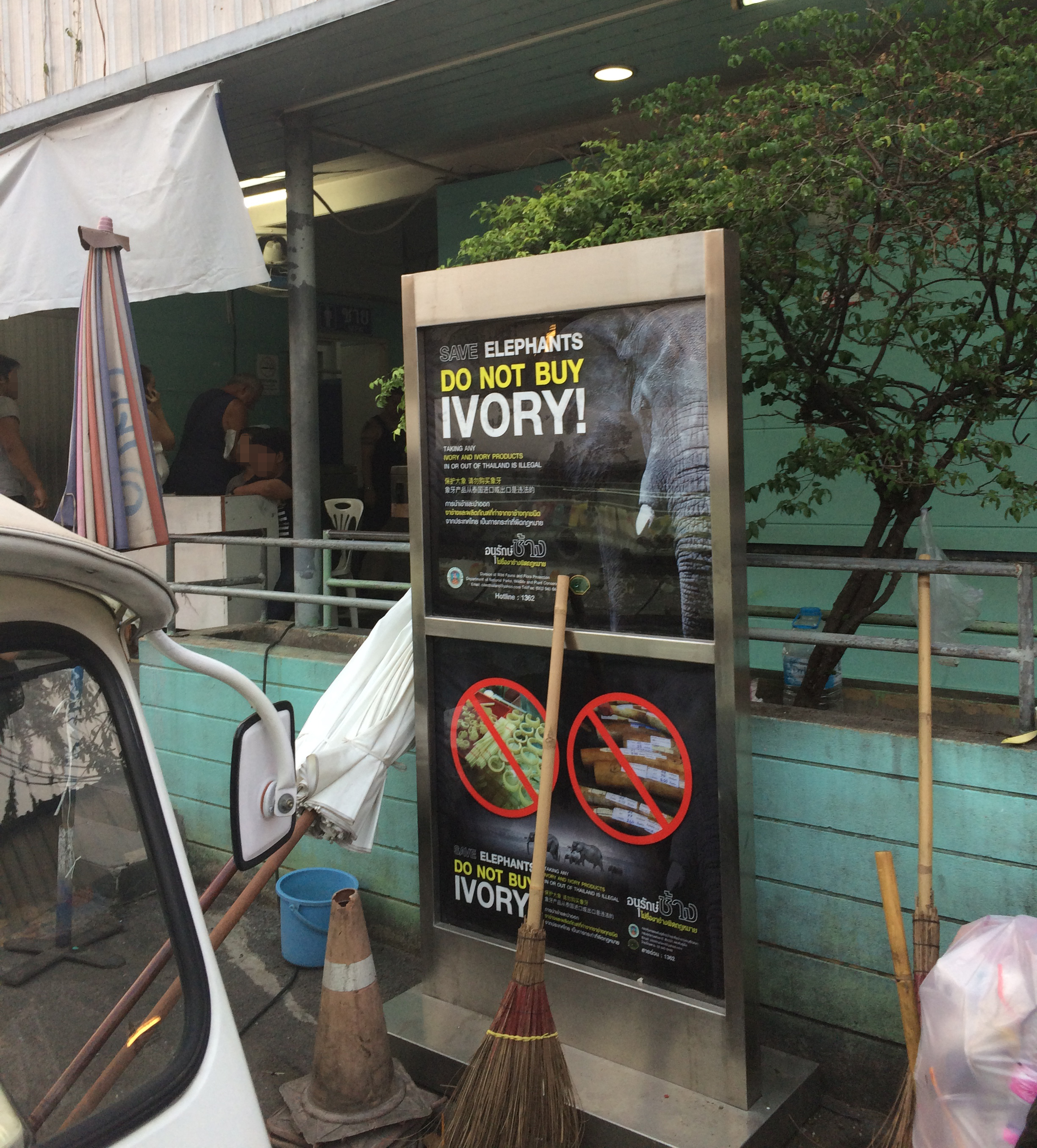 Illegal wildlife trade elephant ivory awareness display, Bangkok