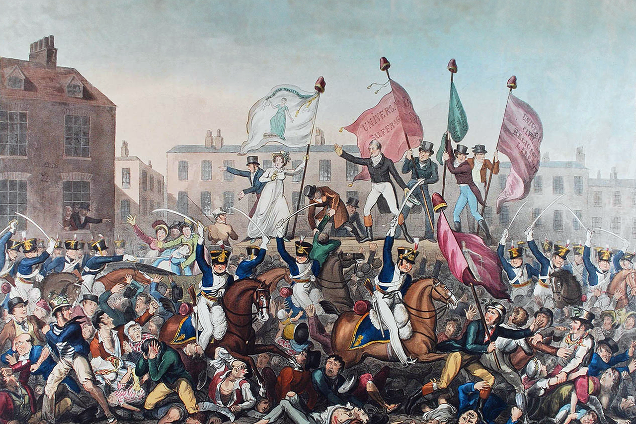 A contemporary illustration of the Peterloo Massacre, 1819