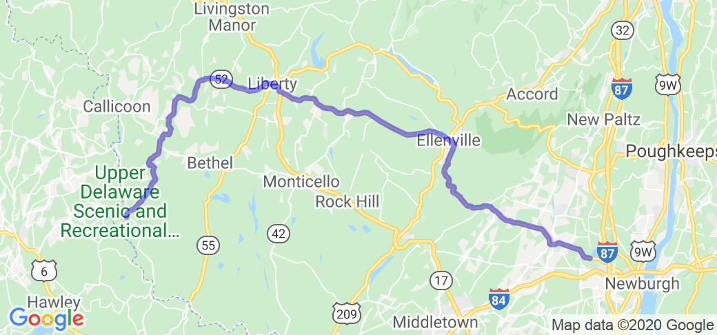 New York Route 52 Route Ref 61929 Motorcycle Roads Map Image61929 