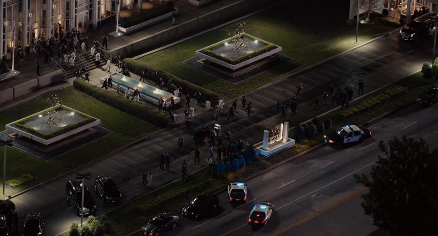 Aerial view of Pym Technologies front entrance and quad.
