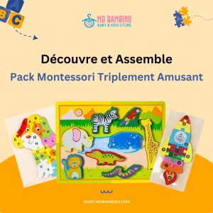 Pack 3 jouets - Alphabet - wooden Montessori - mdbambino
