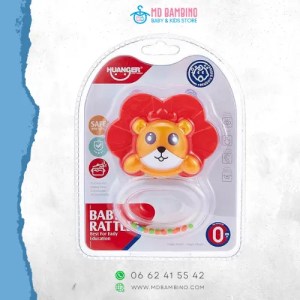 Anneau de dentition en silicone avec hochet lion pour bébés