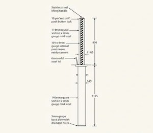 Rhino RT/SS5 Telescopic Bollard Stainless Steel LIFT ASSIST