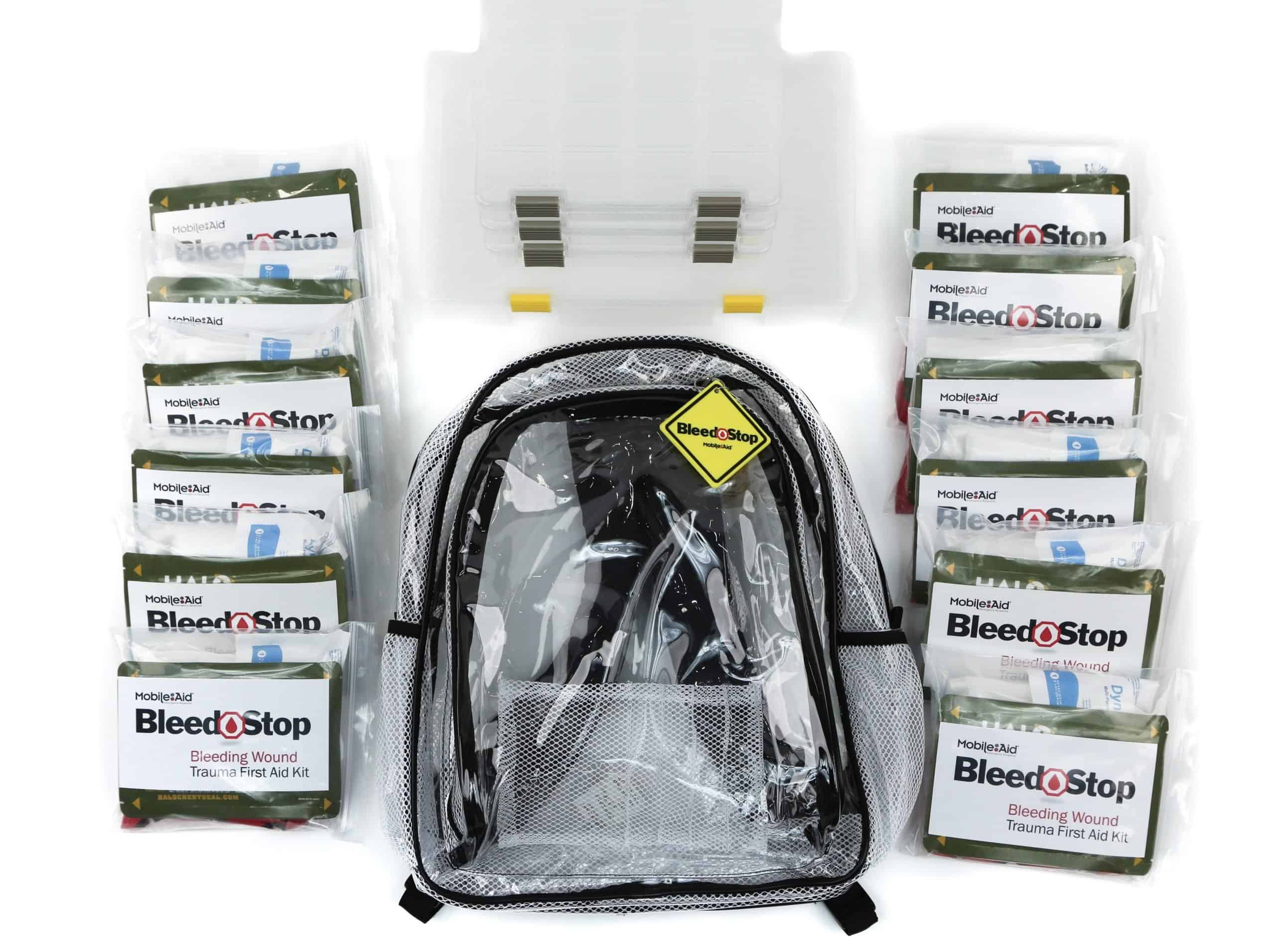 BleedStop High-Capacity Backpack Kit with 12 Bleeding Control Throw Packs Product