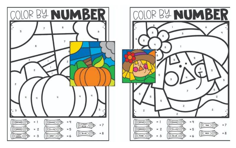 Fall Color By Number FREE Printables