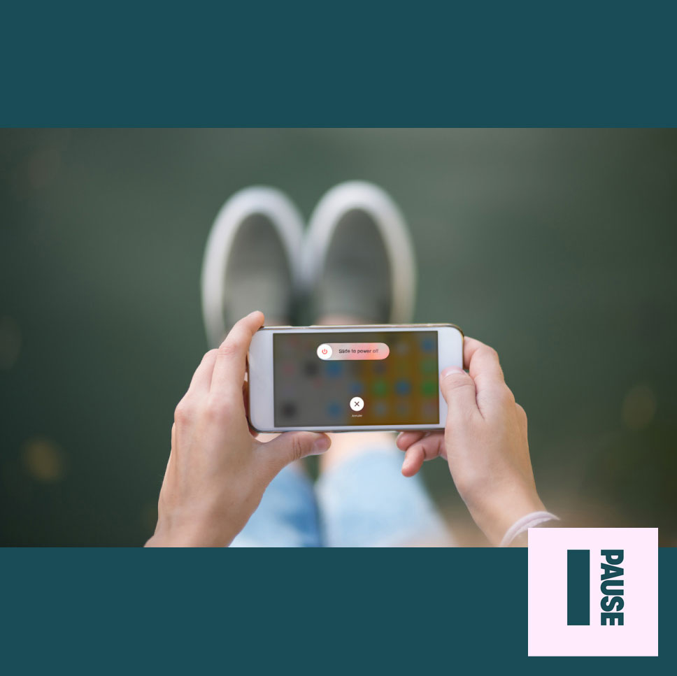 picture of someone turning phone off