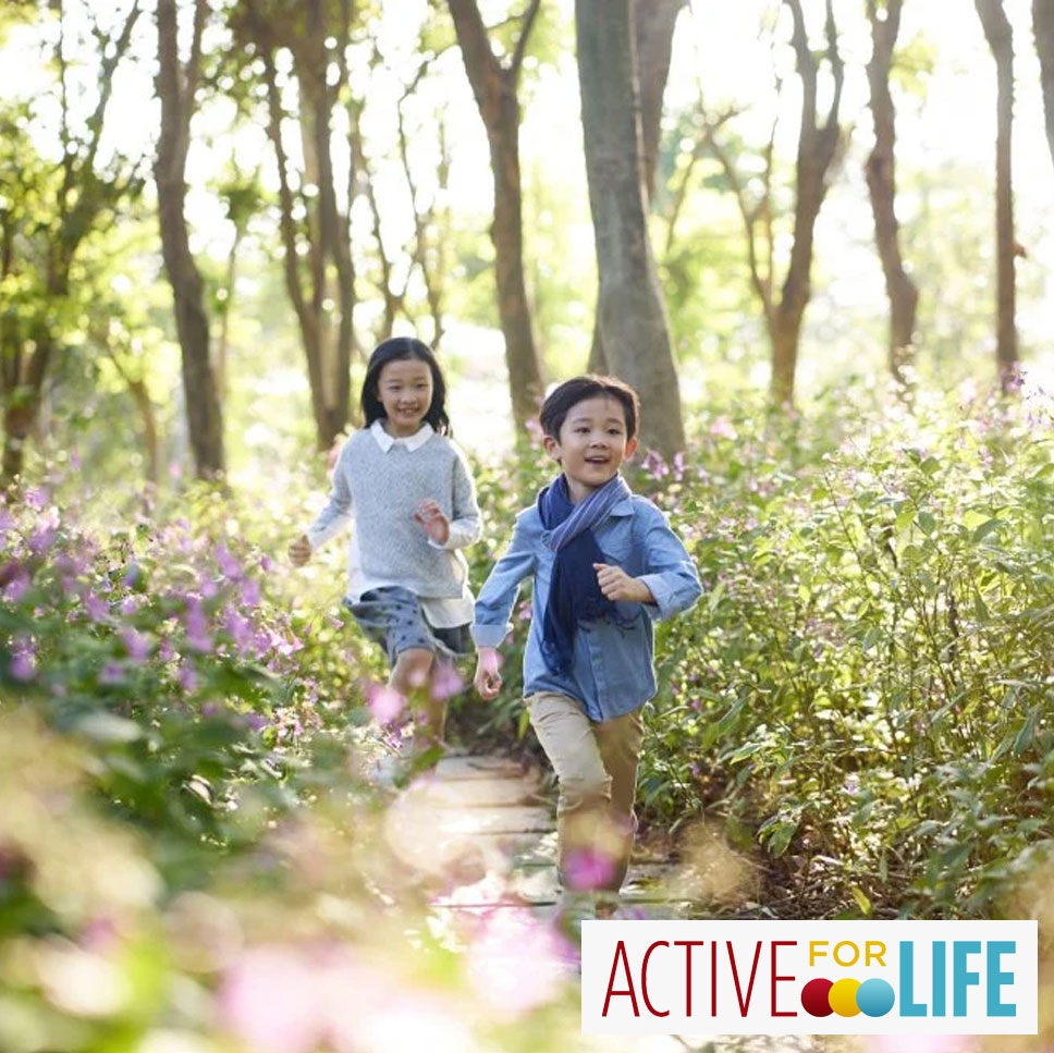 kids running outside in spring