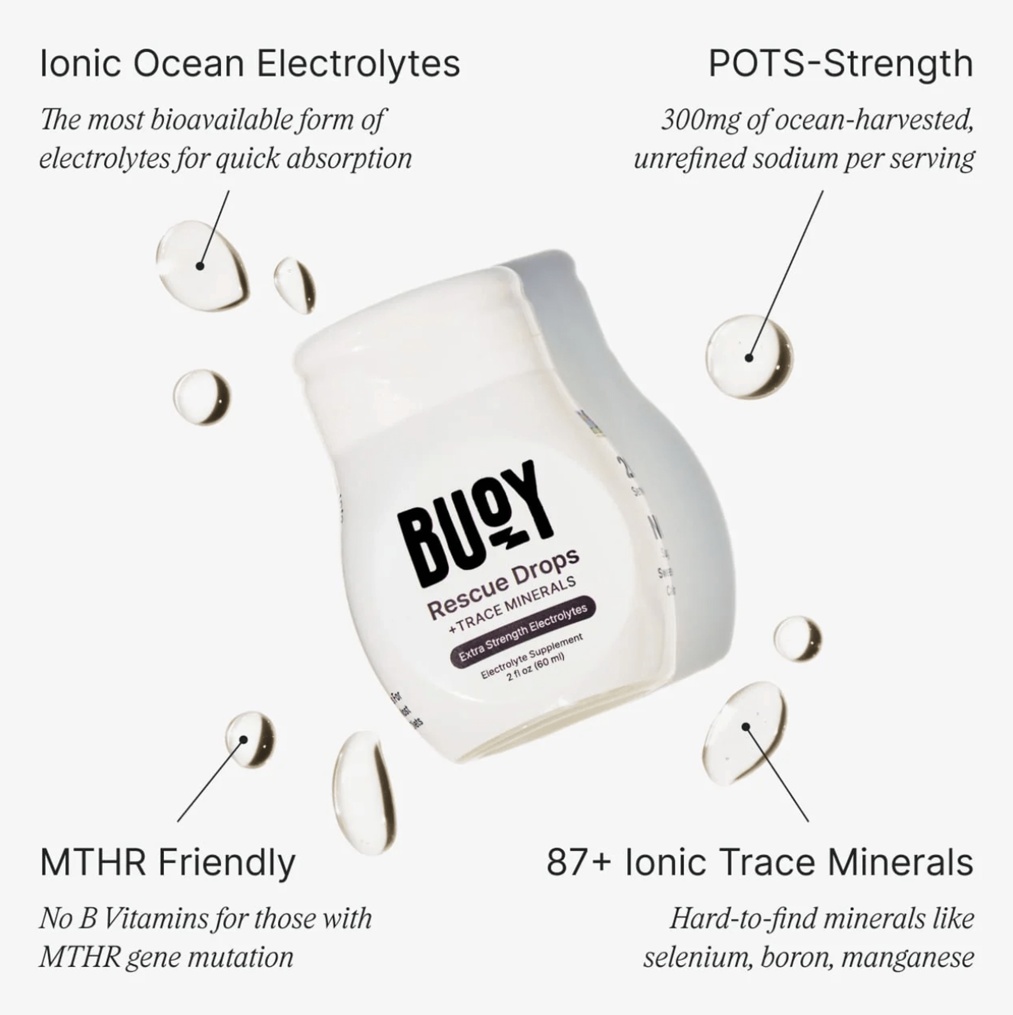 Buoy electrolyte bottles on a light background