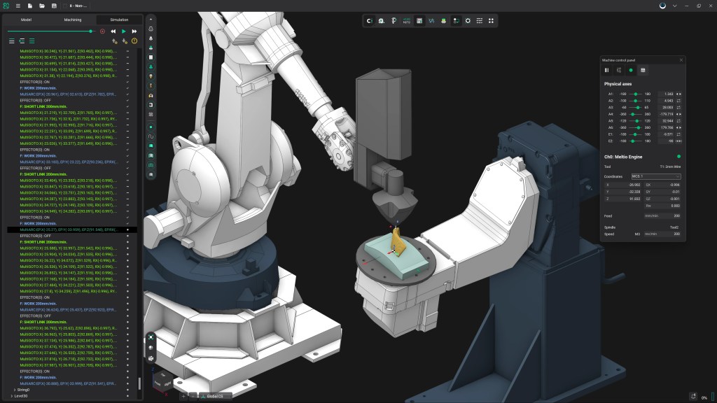 Ejemplo de una célula robotizada configurada en ENCY Robot.