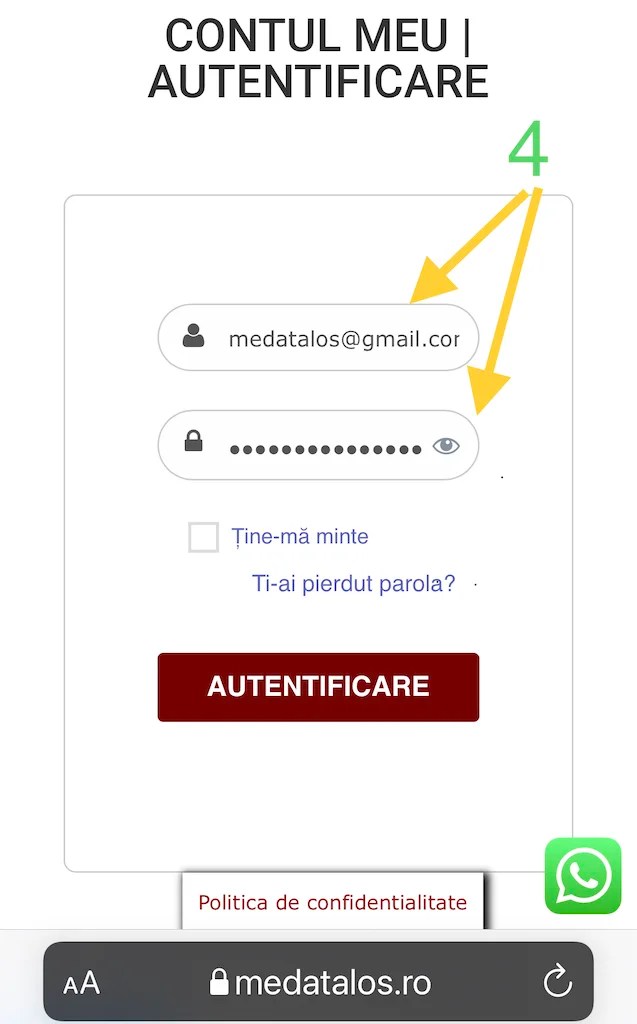 Cum trec credențialele?