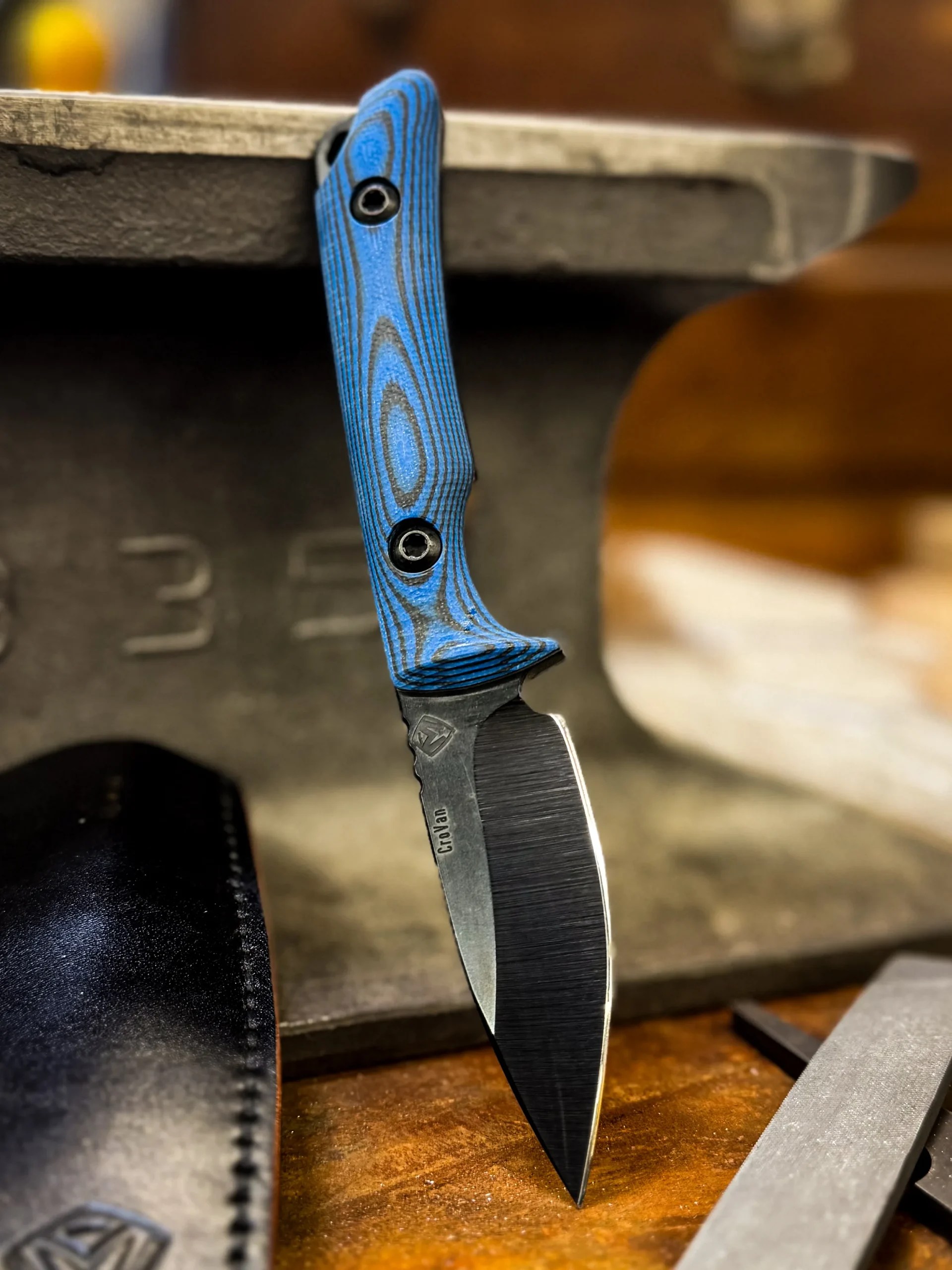 Spear Point, Blue & Black — taskmaster spear point blue black unsheathed.