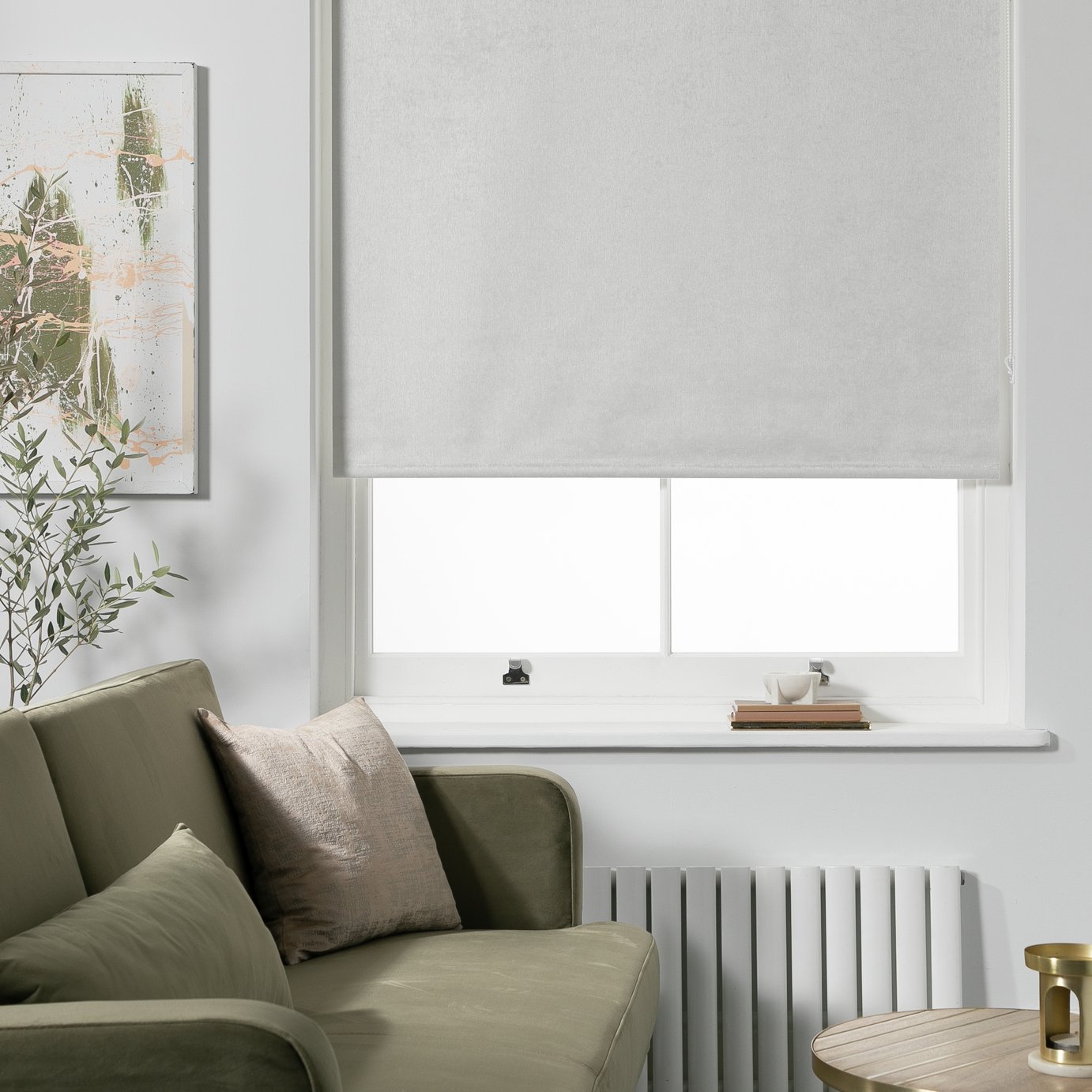 White roller blinds