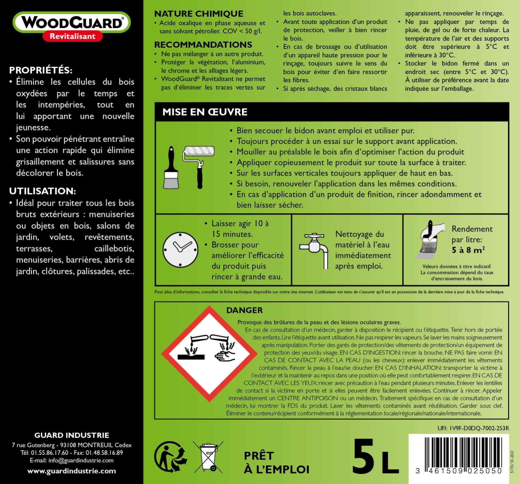 Car il n'est plus en vente chez leroy merlin. Degriseur Guard Industrie Woodguard Revitalisant 5 L Incolore Leroy Merlin