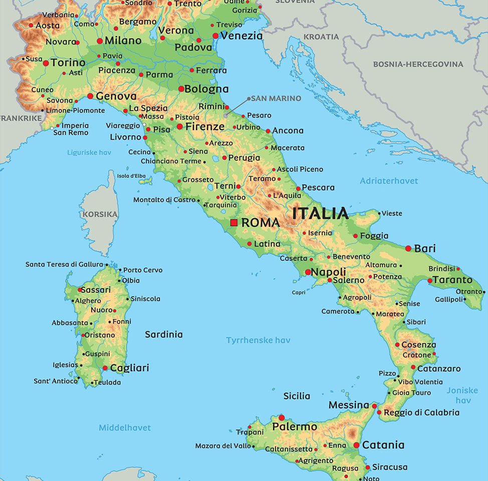 Transport to / from turkey. Kart Italia: se bla. plasseringen av Firenze og Roma