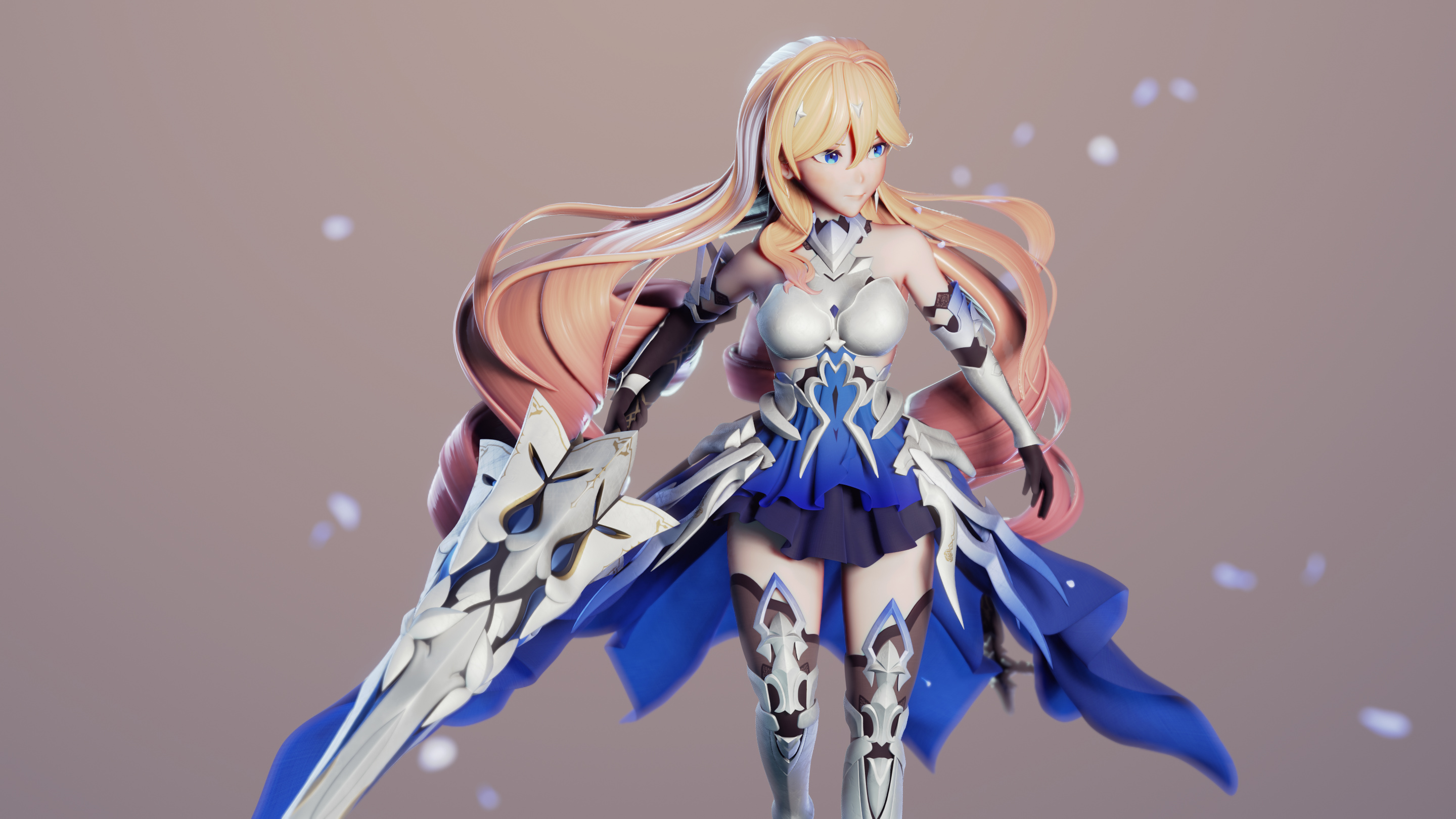 Her lance sunders the darkness and illumines the sky. Bright Knight Excelsis Finished Projects Blender Artists Community