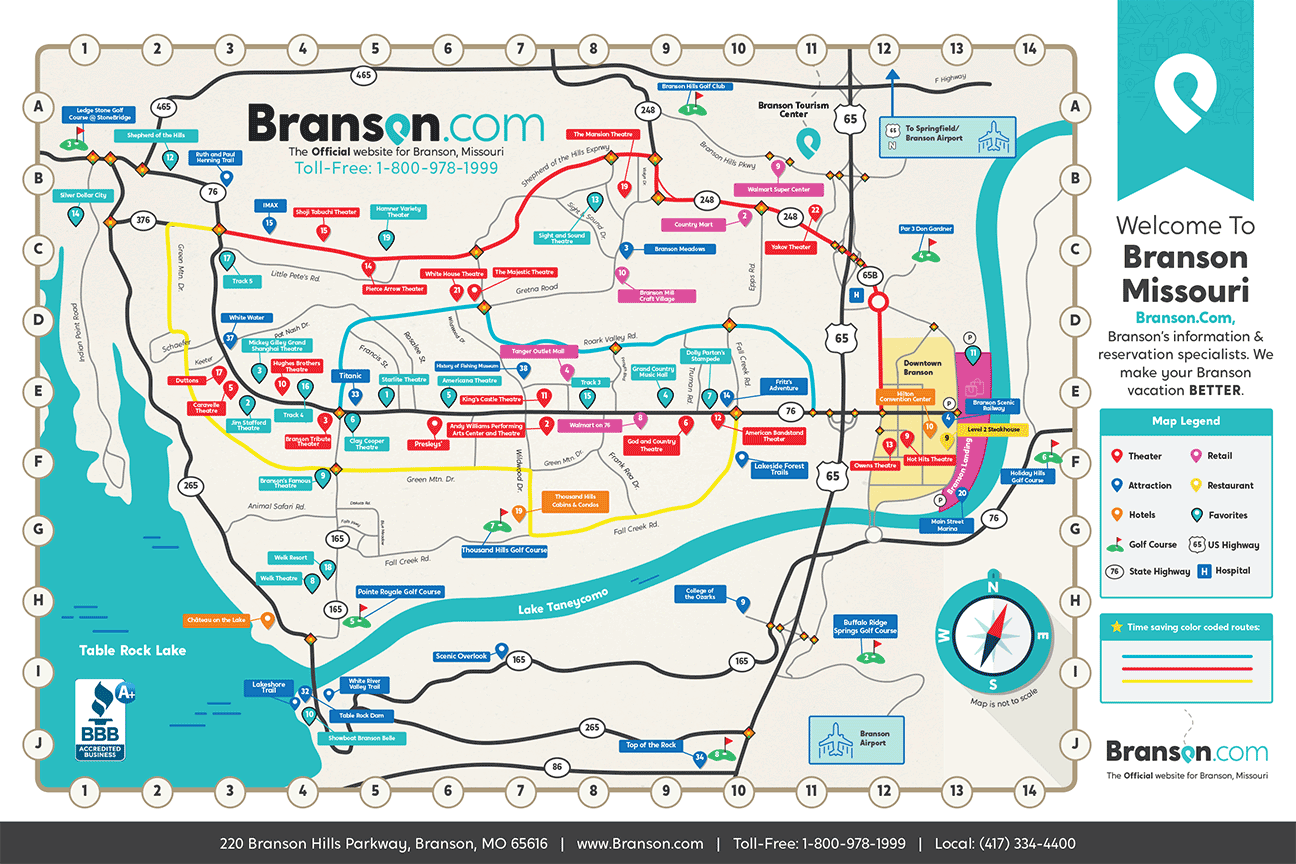 Map Of Branson Area Branson Btc Map 
