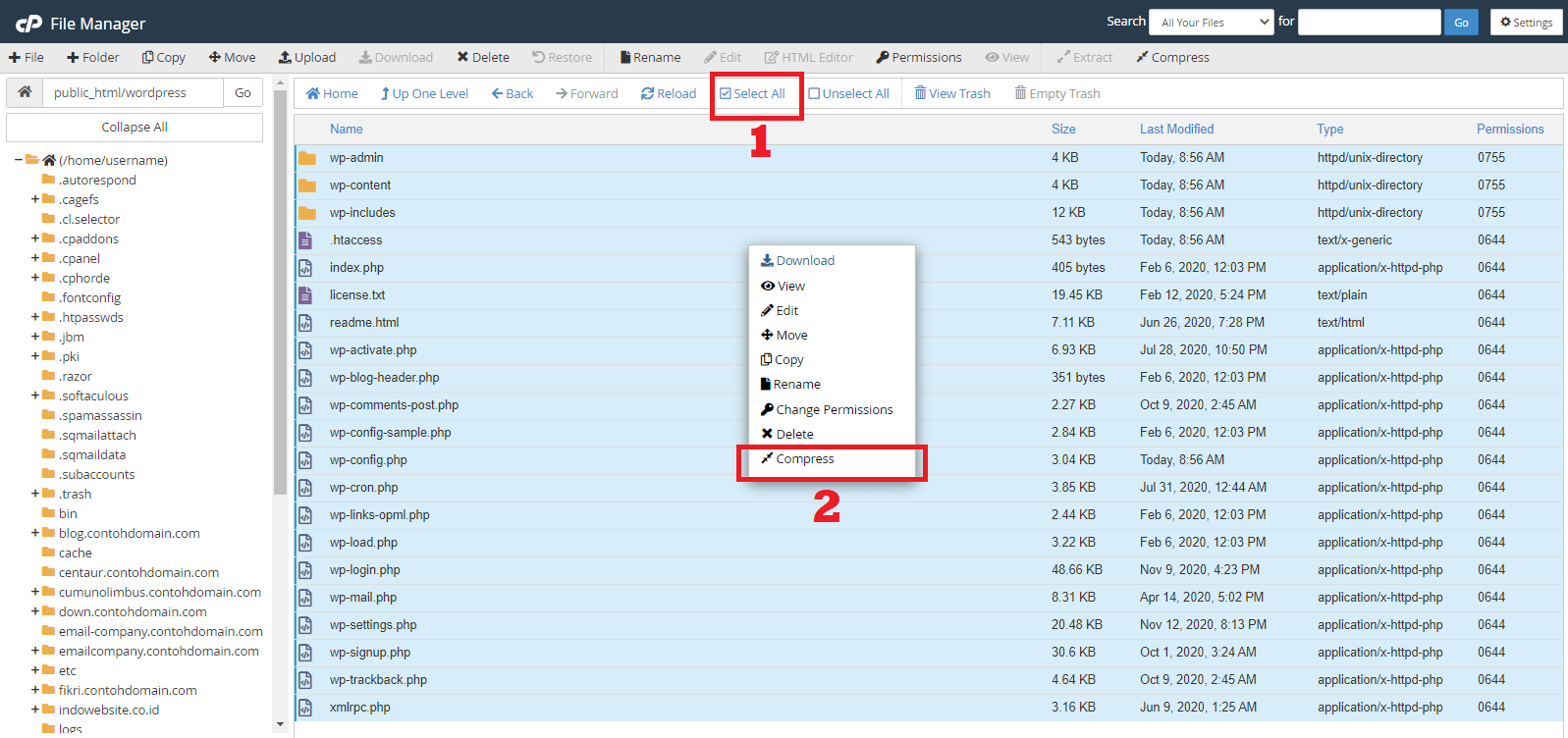 Setelah masuk, upload file html dari pc anda dengan klik upload pada . Cara Memindahkan Wordpress ke Hosting atau Domain yang berbeda - IndoWebsite Knowledgebase