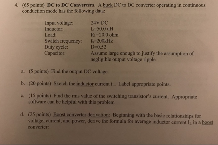 Solved 65 Points Dc To Dc Converters A Buck Dc To Dc C