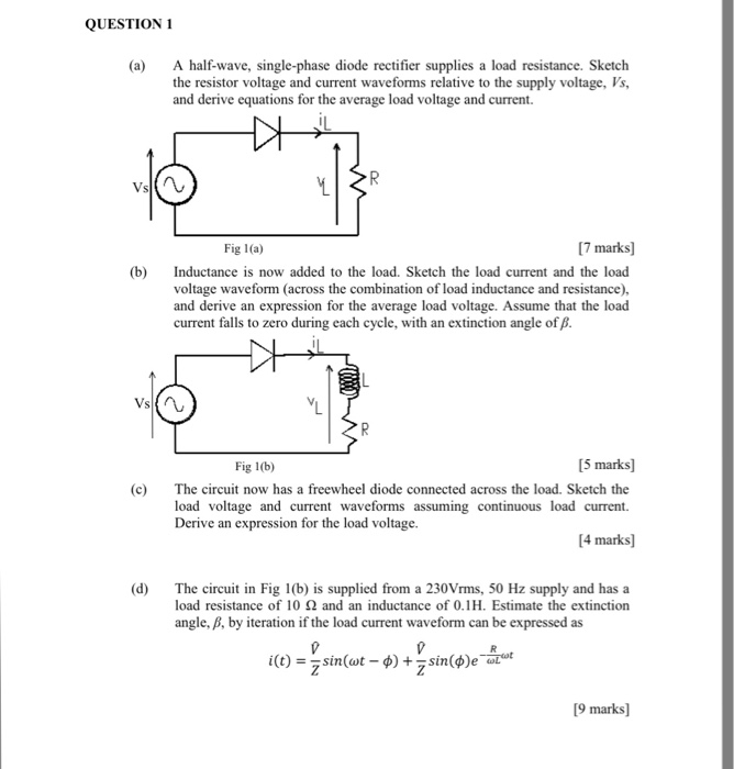 Solved A Half Wave Single Phase Diode Rectifier Supplies