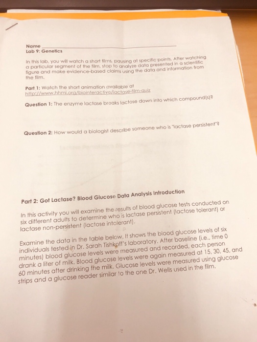  Buckeyevalley K12 Oh Us Userfiles 35 Classes 399 Lactasebloodglucosestudent Pdf 