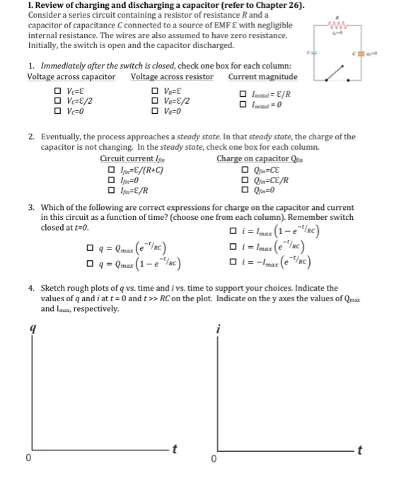 Solved Review Of Charging And Discharging A Capacitor
