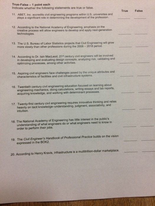 Solved Indicate Whether The Following Statements Are True