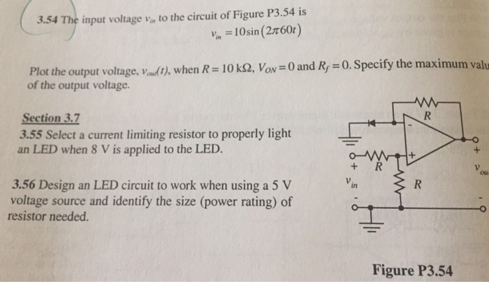 Solved 3 54 The Input Voltage Vn To The Circuit Of Figure