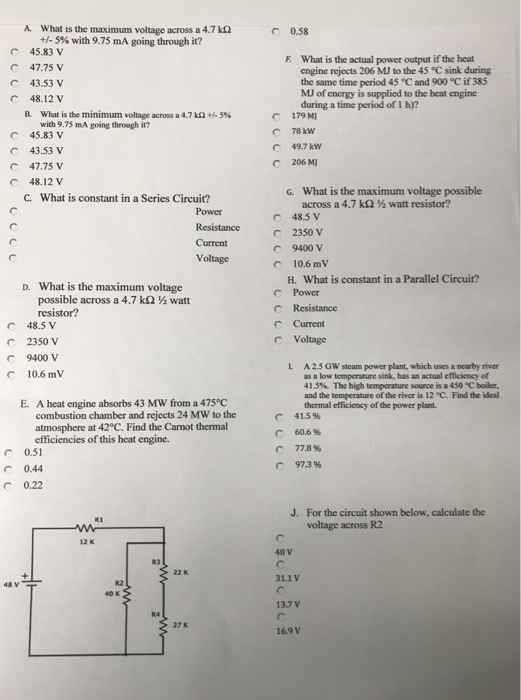 Solved What Is The Maximum Voltage Across A 4 7 K Ohm Plu