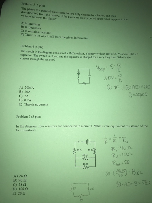 Solved Problem 5 5 Pts The Plates Of A Parallel Plate