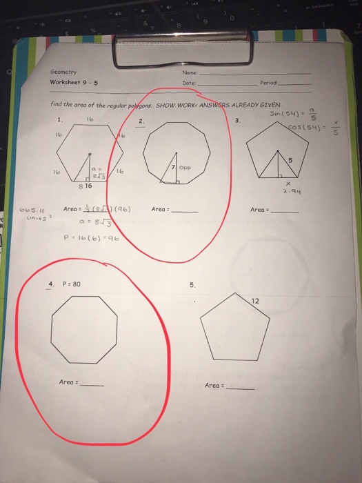 Meticulously designed for grade 6 through high school; Solved Geometry Worksheet 9 5 Name Date Period Find The Chegg Com