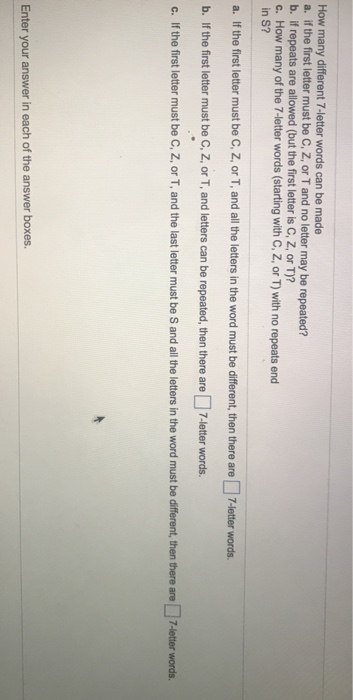 This page lists all the 7 letter words that start with 'c' Solved How Many Different 7 Letter Words Can Be Made A If Chegg Com