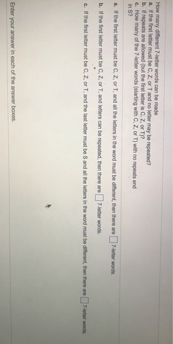 Tips and examples make the process easy and fun. Solved How Many Different 7 Letter Words Can Be Made A If Chegg Com