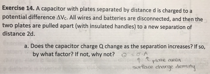 Solved Exercise 14 A Capacitor With Plates Separated By
