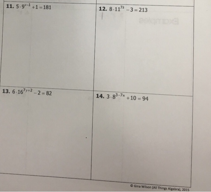 Gina Wilson All Things Algebra Answer : Solved: 11. 5.9-1 +1-181 12. 8.11k-3 213 7y+2 13. 6.162 82 ...