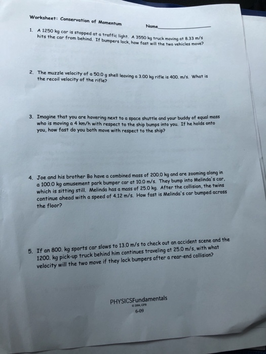 Calculate the momentum of the titanic (m = 4.2 x 107 kg) moving at 14 knots (1 kt = 1.852 km/h). Solved Worksheet Conservation Of Momentum Nome 1 A 1250 Kg Chegg Com