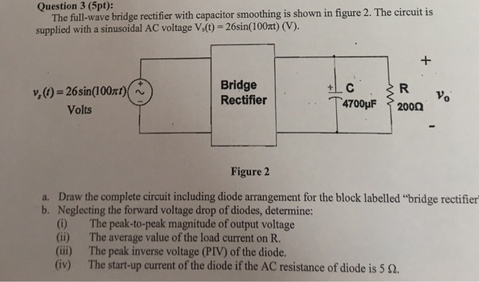Solved He Aul Vave Bridge Rectifier With Capacitor Smooth