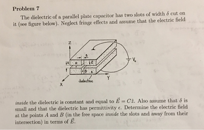 Solved The Dielectric Of A Parallel Plate Capacitor Has T