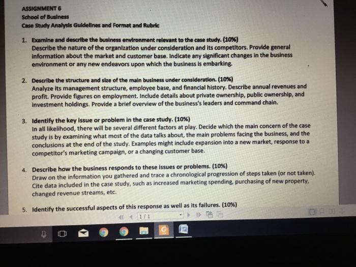 Assignment School Of Business Case Study Analysis Chegg Com