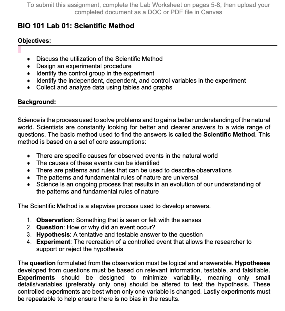 _the variable the scientist controls/manipulates; To Submit This Assignment Complete The Lab Worksheet Chegg Com