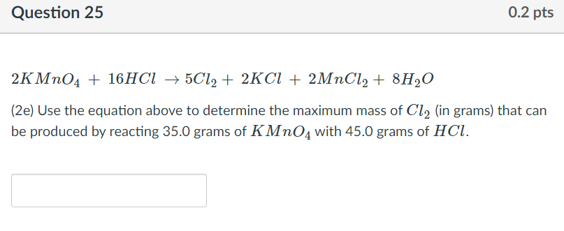 In The Reaction 2kmn4 16hcl 5cl2 2mncl2 2kcl 8h2o The Red 2KMnO4aq 16HClaq 2KClaq 2MnCl2aq 8H2Ol 5Cl2g a Determine o Nox nmero de oxidao do mangans Mn e do cloro Cl nas espcies destacadas na reao.