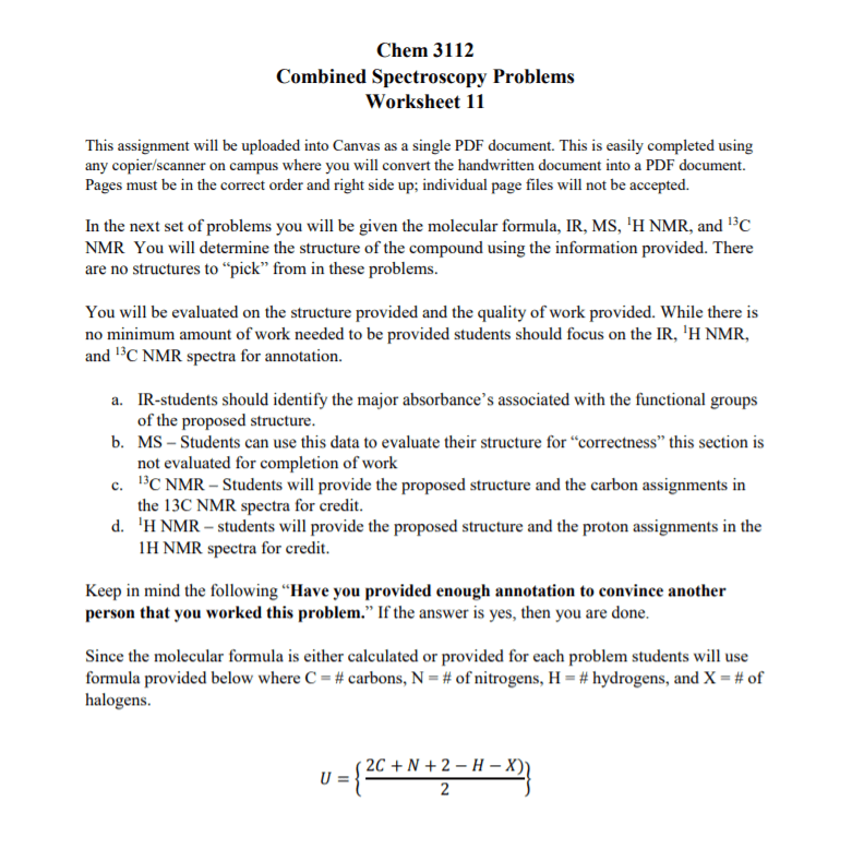 To poach an egg, begin by adding three cups of a water and a . Solved Chem 3112 Combined Spectroscopy Problems Worksheet 11 Chegg Com
