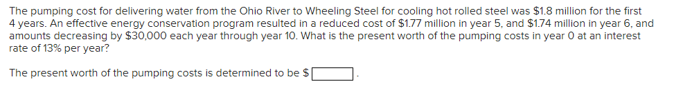 Solved the pumping cost for delivering water from the ohio